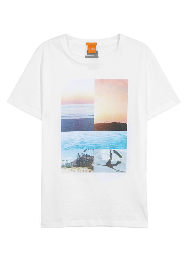 BOSS Orange Sunset Printed Cotton T-shirt - Size S