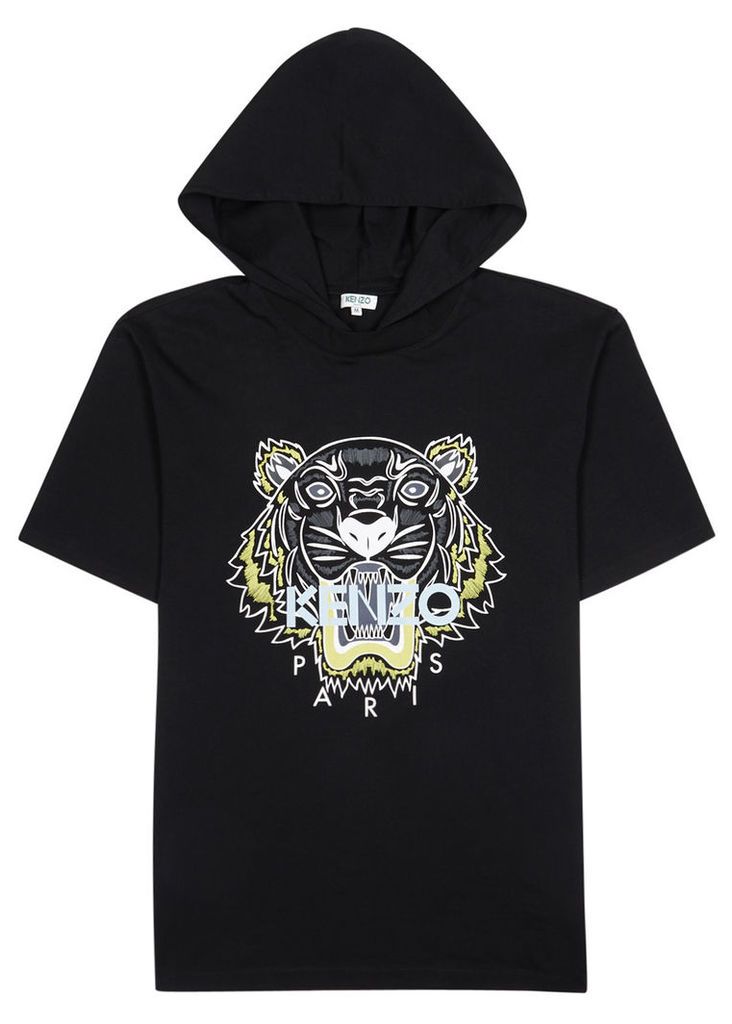 KENZO Black Hooded Cotton T-shirt - Size M