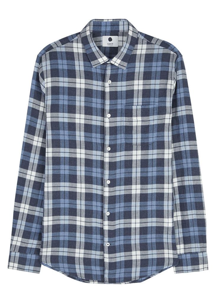 NN07 Blue Checked Cotton Shirt - Size M