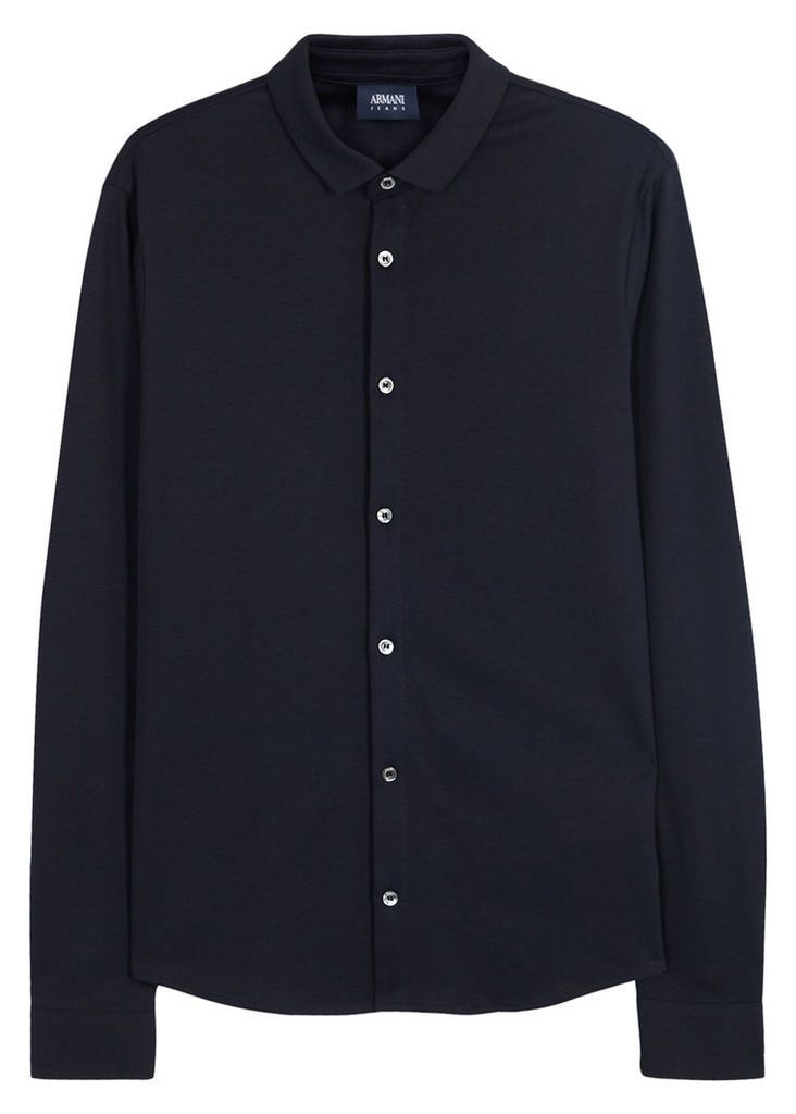 Armani Jeans Navy Cotton Jersey Shirt - Size L