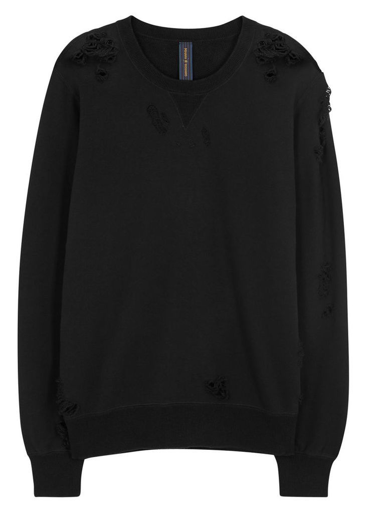 Black distressed cotton sweatshirt