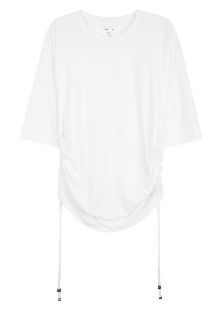 Helmut Lang White Drawstring Cotton T-shirt - Size L