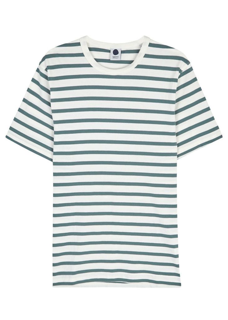 NN07 Green Striped Cotton T-shirt - Size M