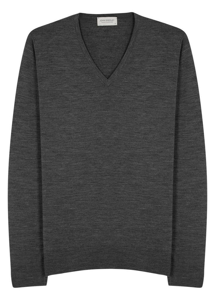 John Smedley Blenheim Charcoal Fine-knit Wool Jumper - Size XL