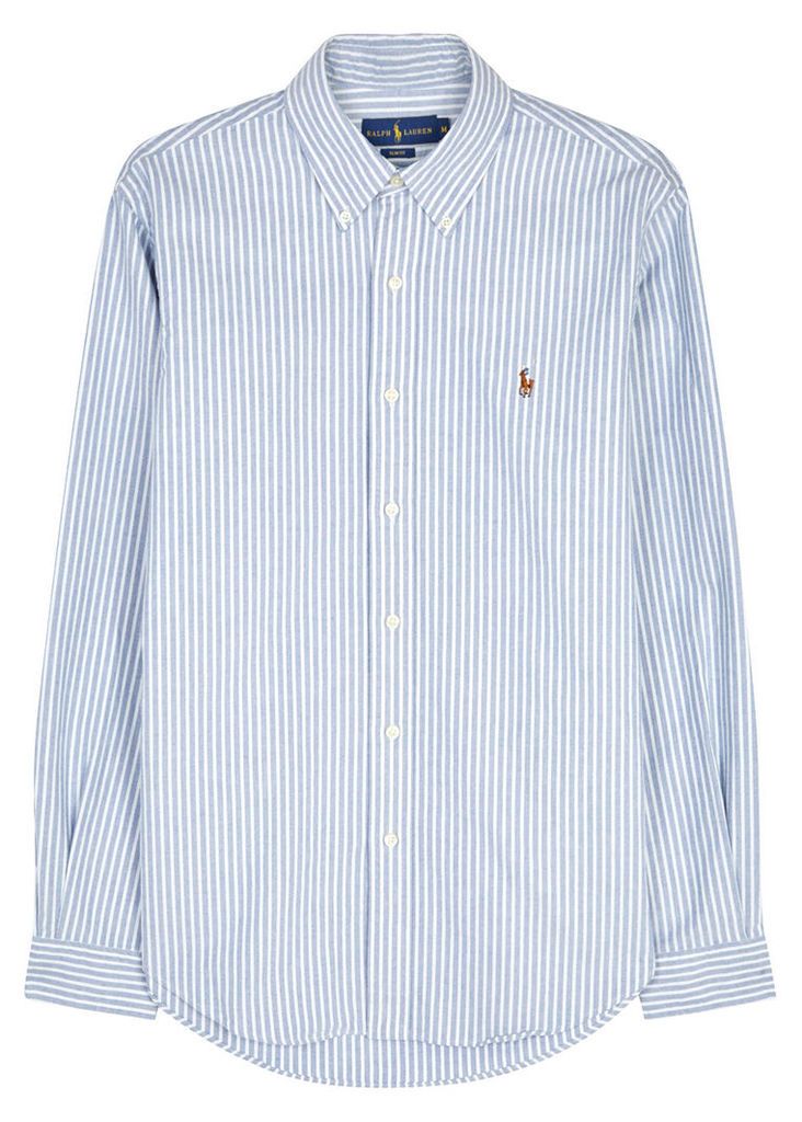 Polo Ralph Lauren Blue Slim Striped Cotton Oxford Shirt - Size M