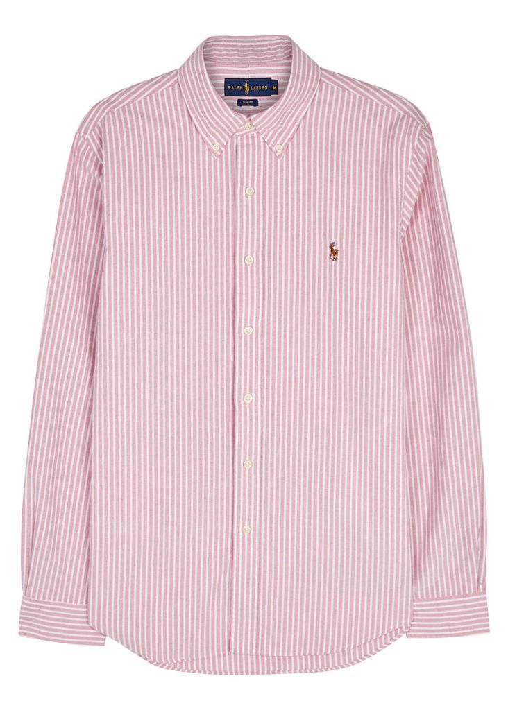 Pink slim striped cotton Oxford shirt