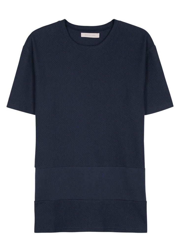 Kestin Hare Navy Waffle-knit Cotton T-shirt - Size M