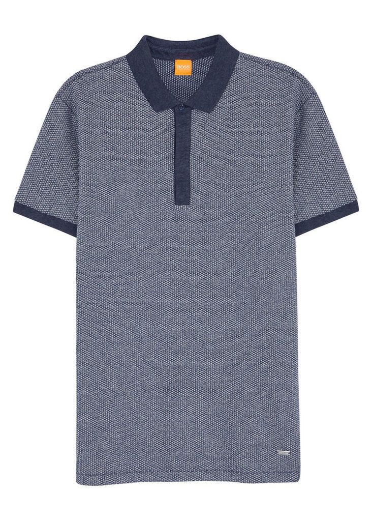 BOSS Orange Persys Dark Blue Textured Polo Shirt - Size M