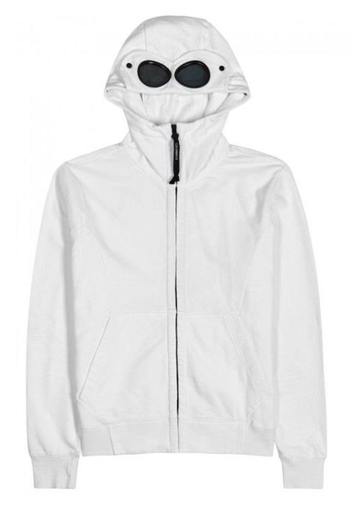 C.P. Company Goggle White Hooded Cotton Sweatshirt - Size XL