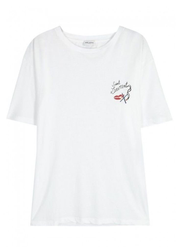 Saint Laurent White Printed Cotton T-shirt - Size S