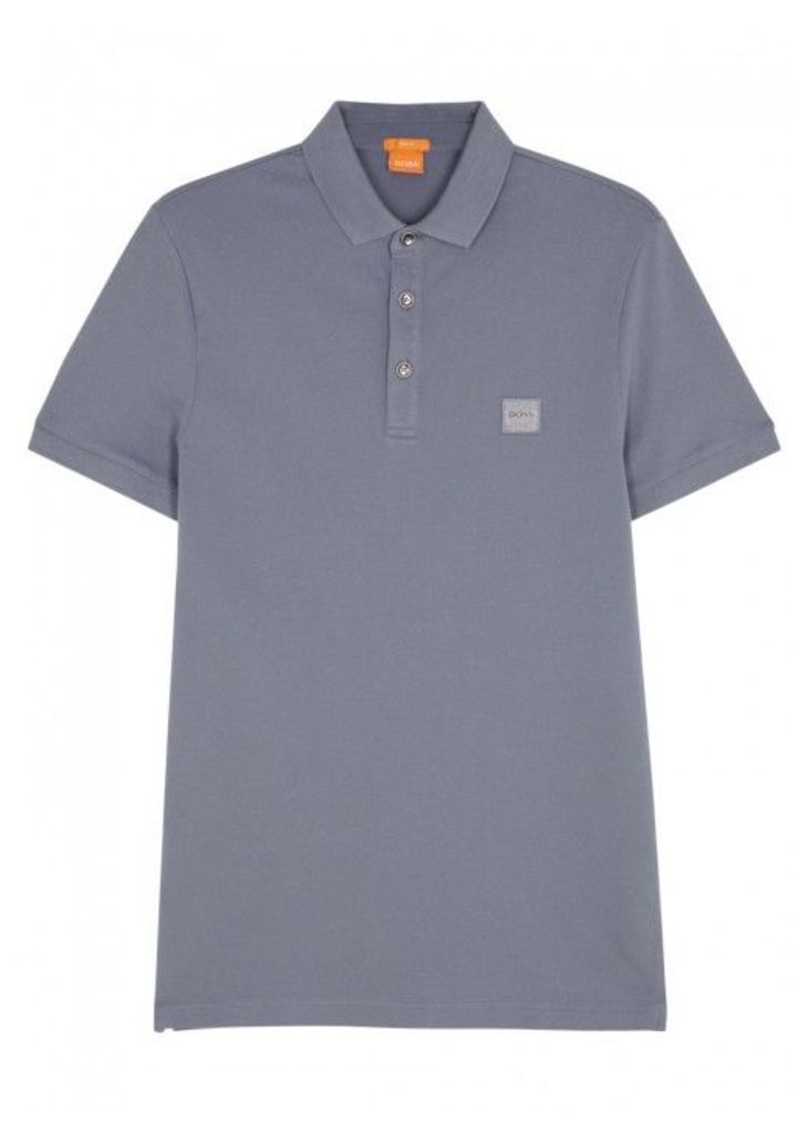 BOSS Orange Pavlik Grey PiquÃ© Cotton Polo Shirt - Size M