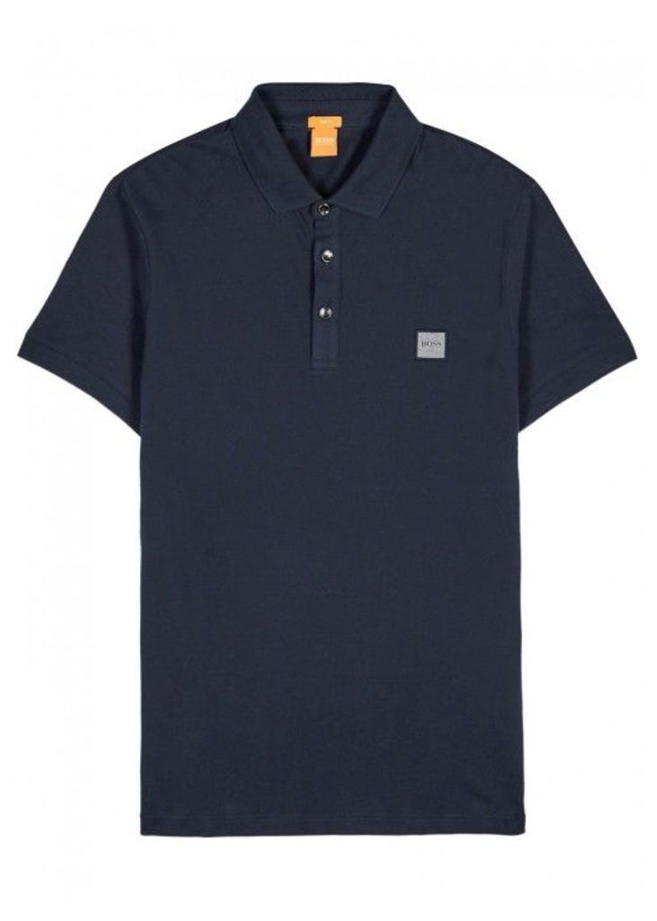 BOSS Orange Pavlik Navy PiquÃ© Cotton Polo Shirt - Size M