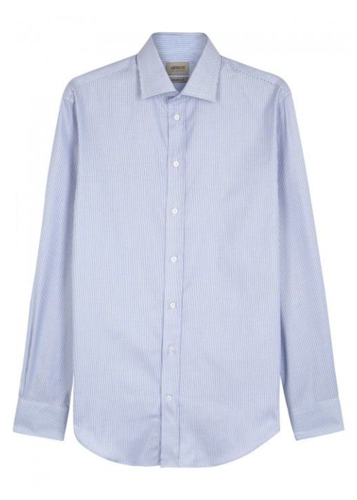 Armani Collezioni Blue Striped Cotton Shirt - Size 15.5