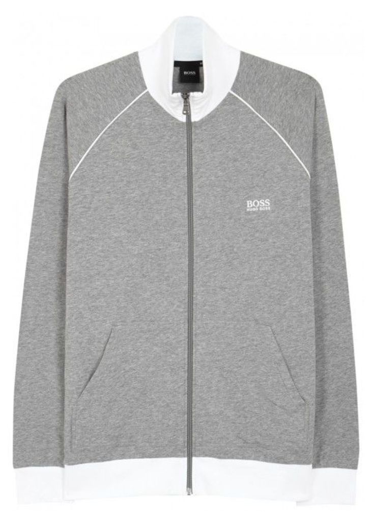 BOSS Grey Zipped Cotton Sweatshirt - Size L