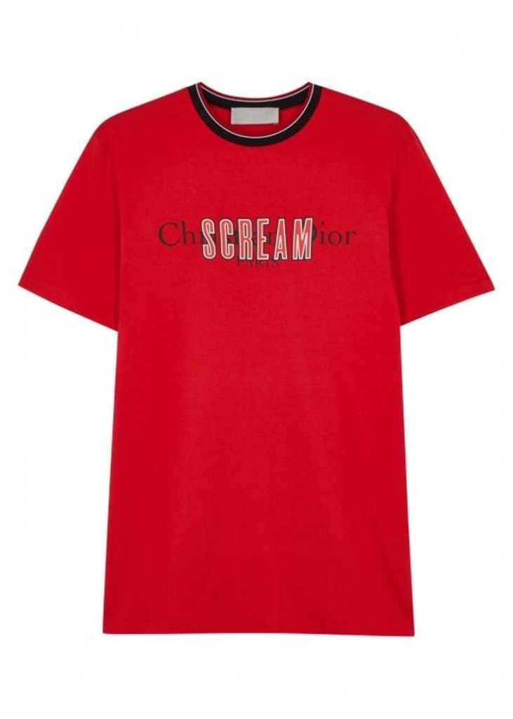 Dior Homme Scream Rouge Printed Cotton T-shirt - Size L