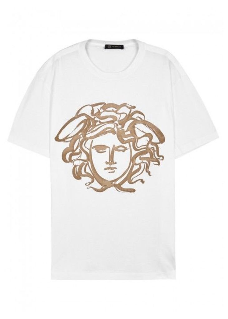 Versace White Printed Cotton T-shirt - Size XL