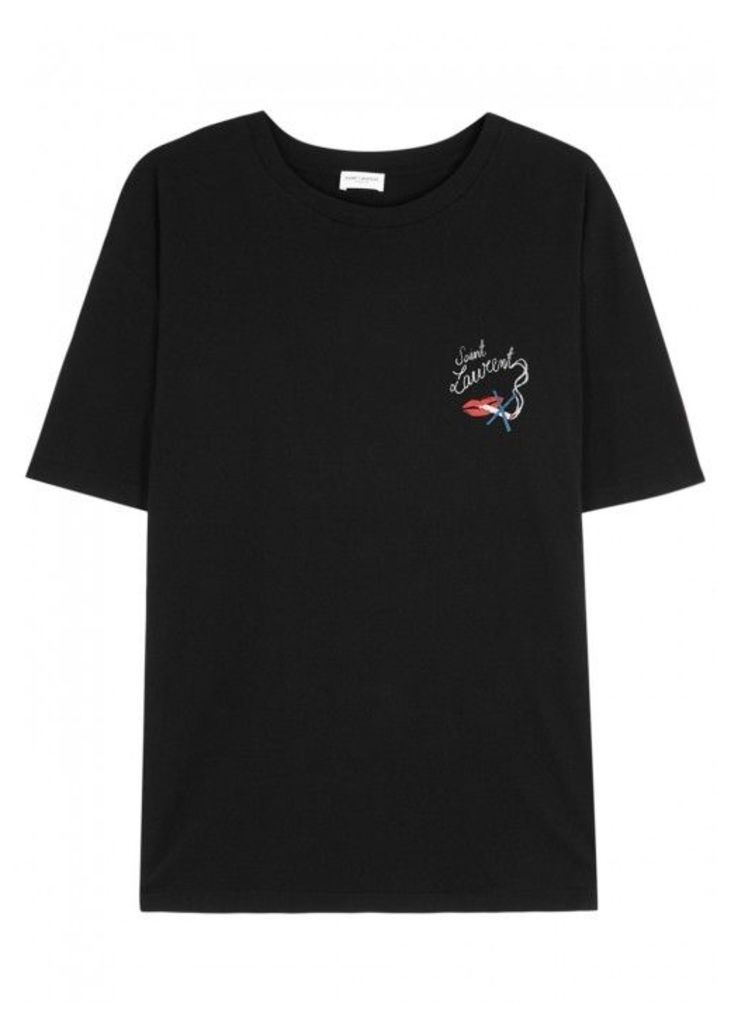 Saint Laurent Black Printed Cotton T-shirt - Size S