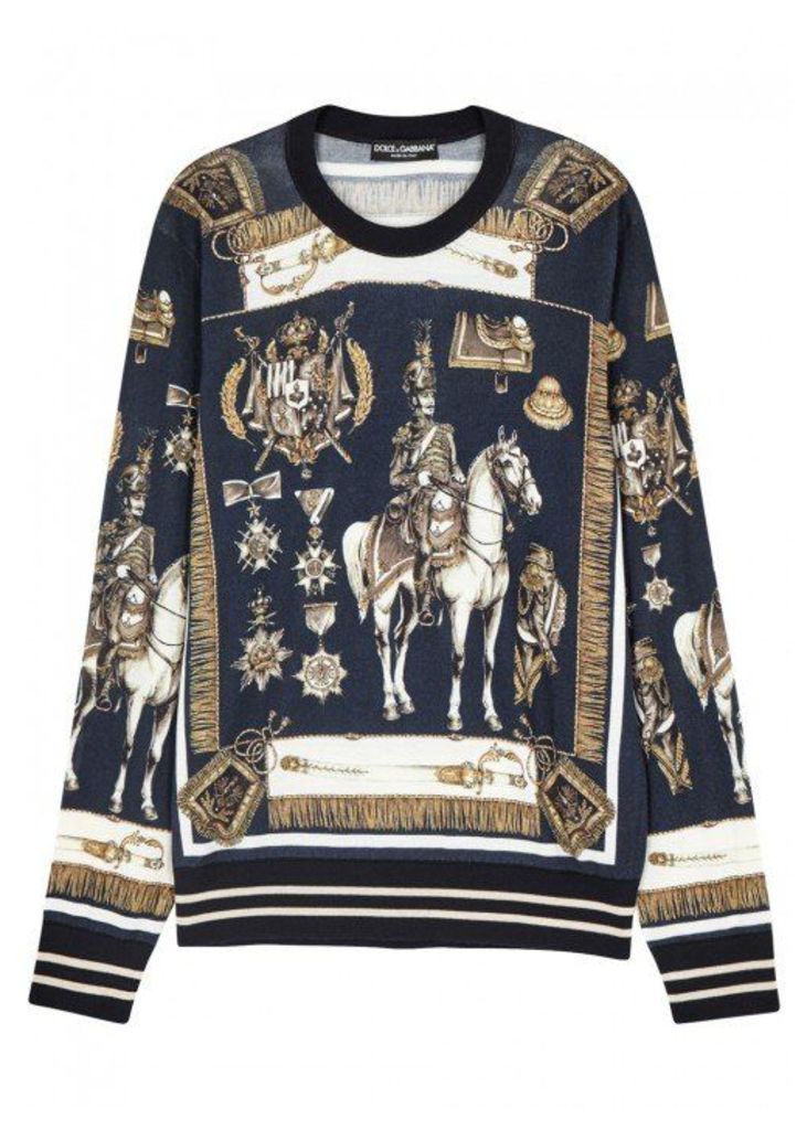 Dolce & Gabbana Heraldic-print Cashmere Blend Sweatshirt - Size 38