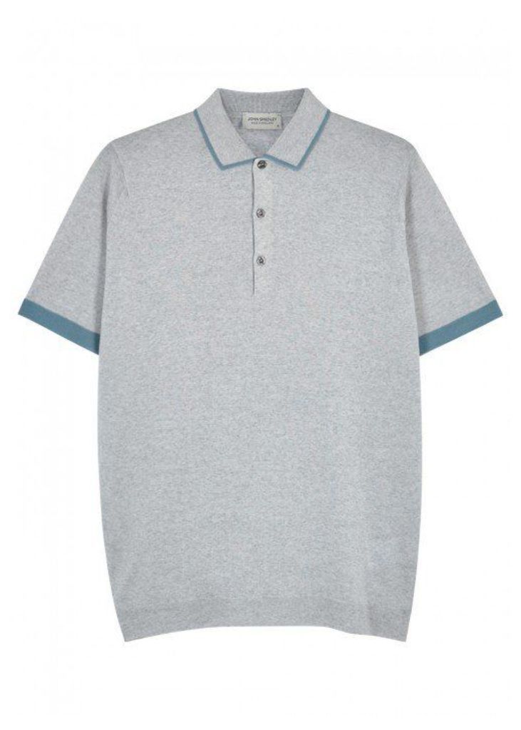 John Smedley Nailsea Grey Wool Polo Shirt - Size S