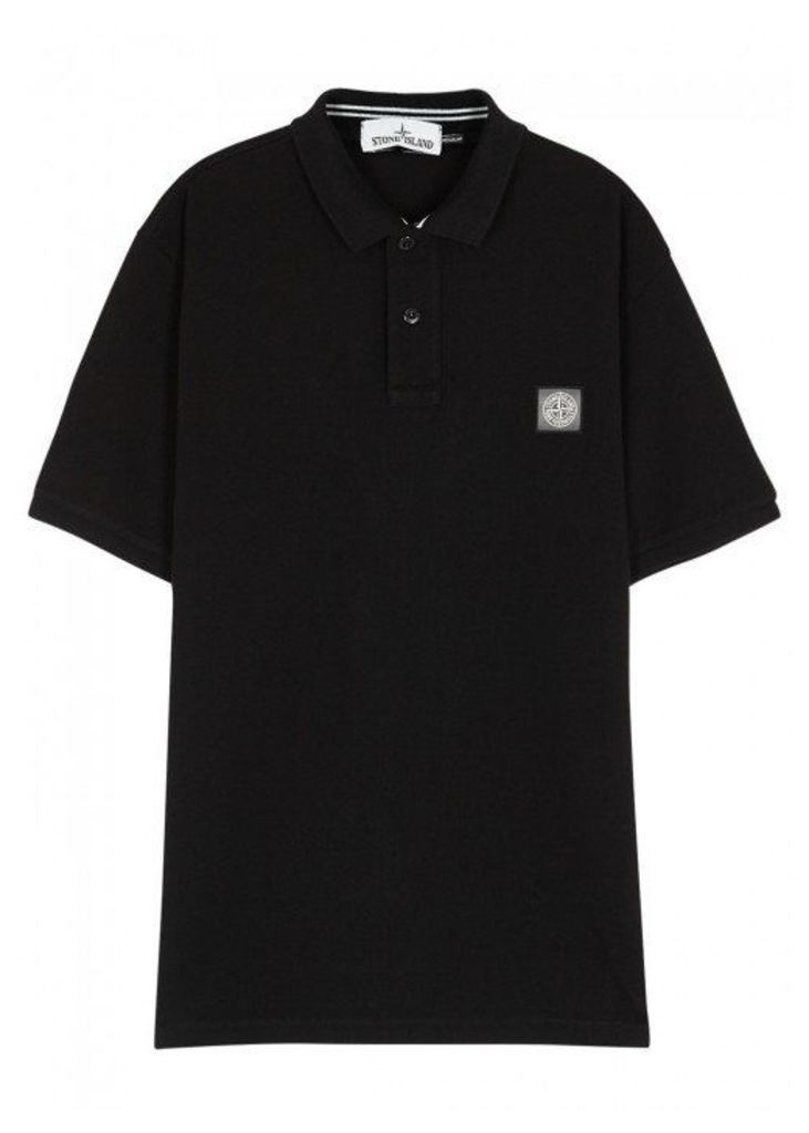 Stone Island Black PiquÃ© Cotton Polo Shirt