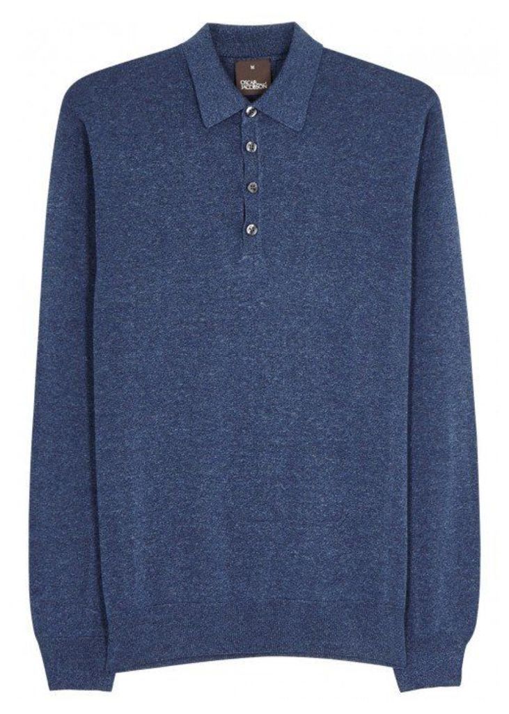 Oscar Jacobson Ruben Blue Cotton Polo Shirt - Size XL