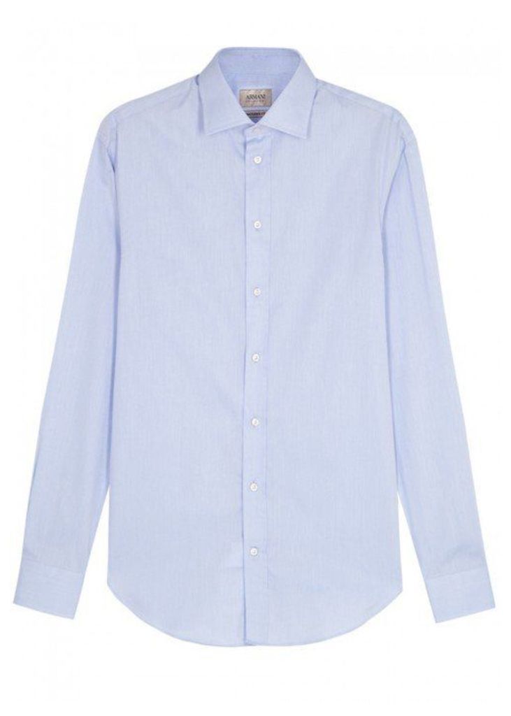 Armani Collezioni Blue Diamond-jacquard Cotton Shirt - Size 16