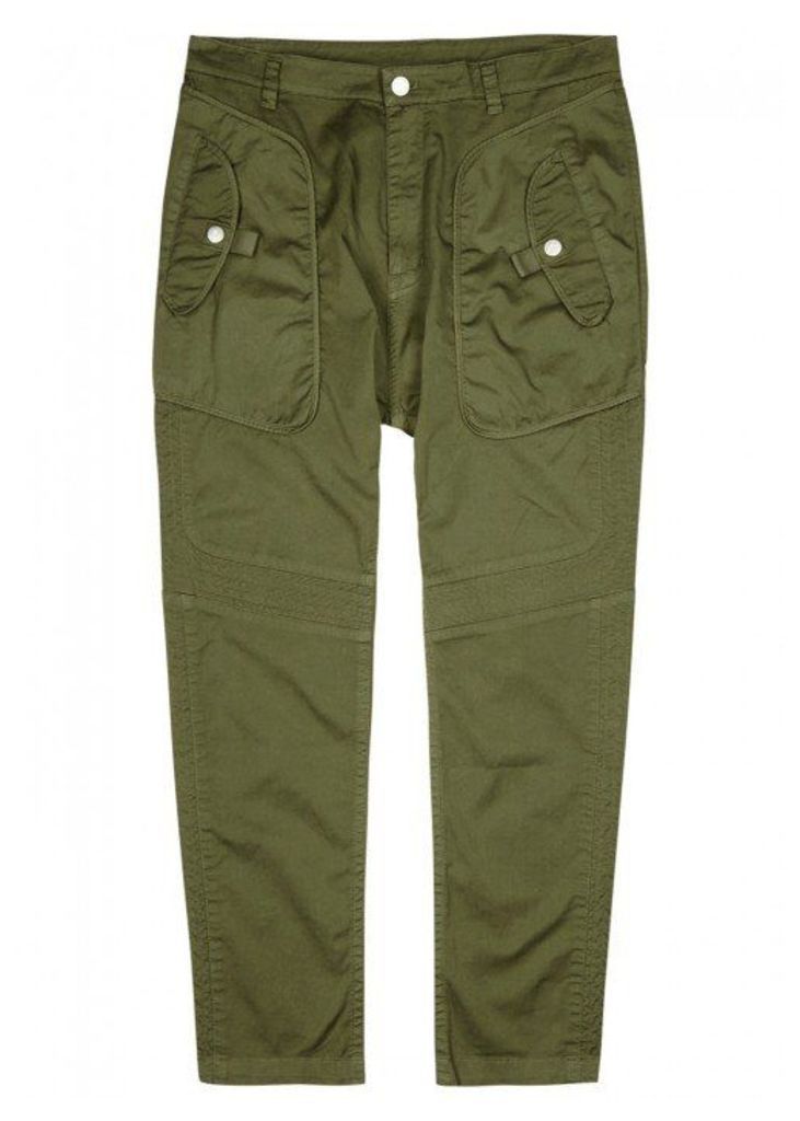 Helmut Lang Olive Stretch Cotton Trousers - Size W30