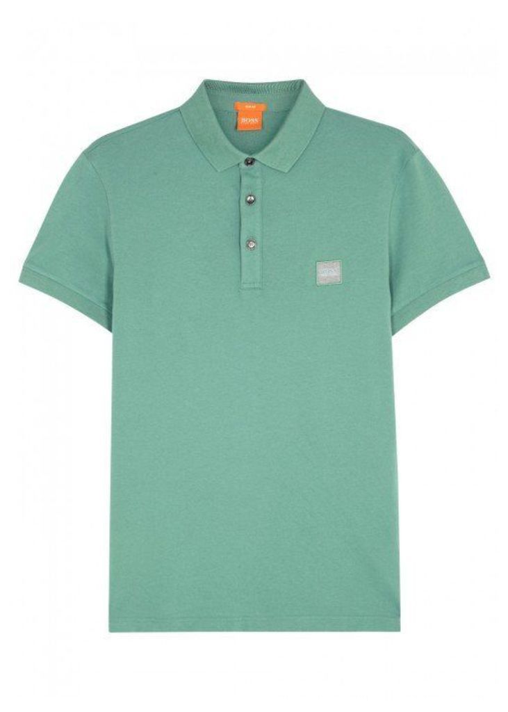 BOSS Orange Pavlik Green PiquÃ© Cotton Polo Shirt - Size S