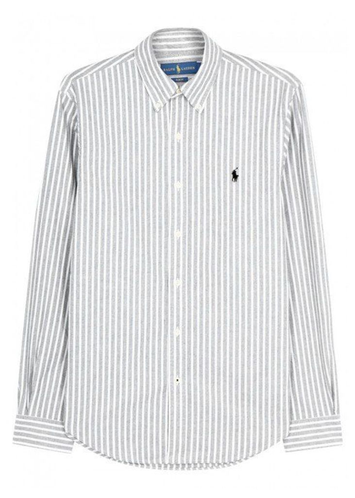 Polo Ralph Lauren Grey Striped Slim Cotton Oxford Shirt - Size L