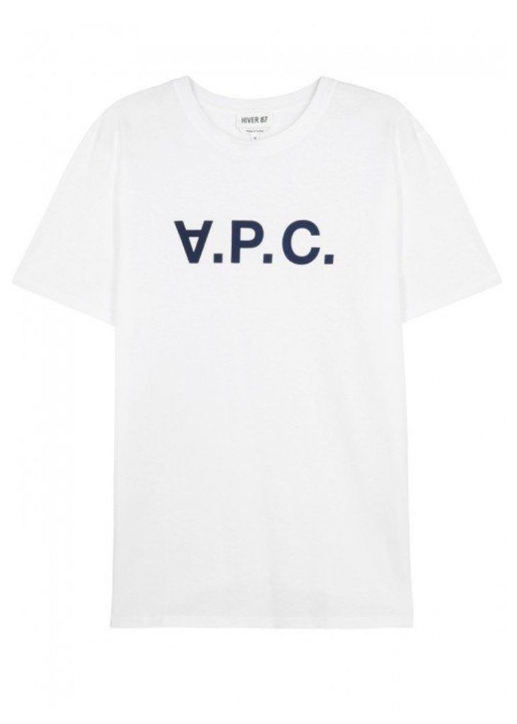 A.P.C. White Flocked Cotton T-shirt - Size XL