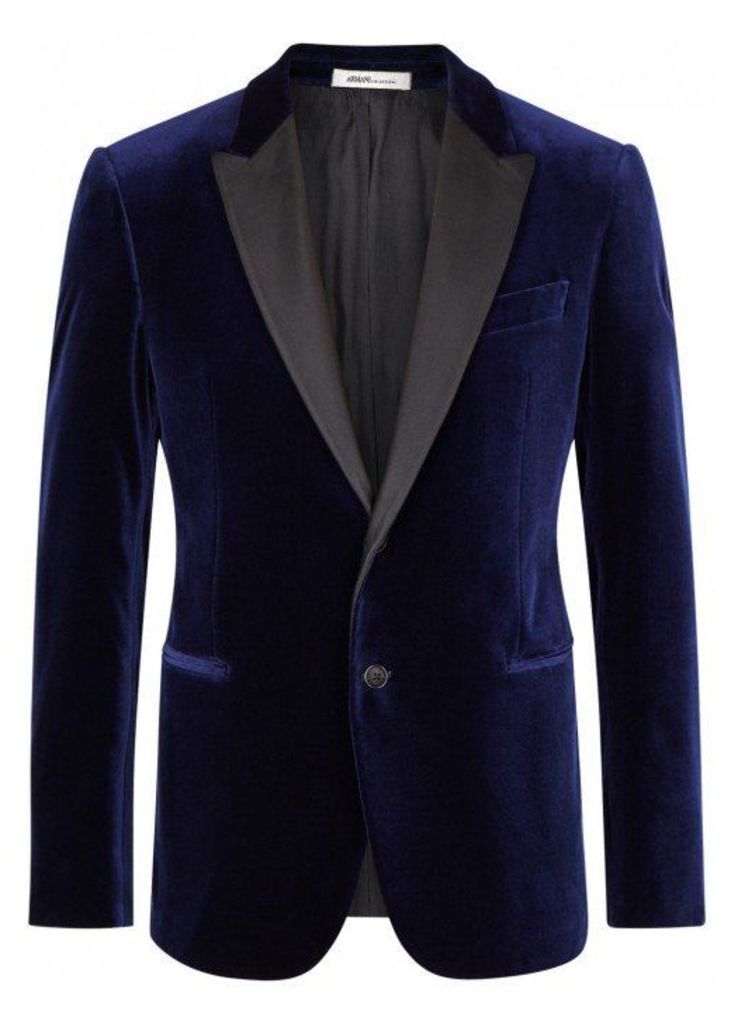 Armani Collezioni Navy Velvet Tuxedo Jacket - Size 46