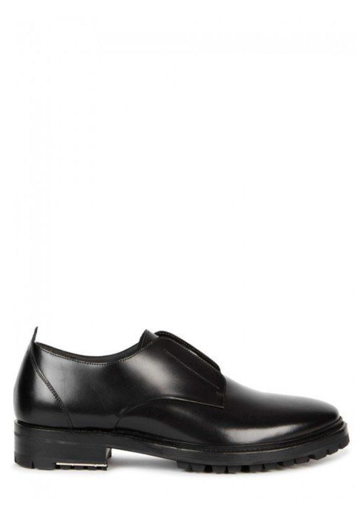 Lanvin Black Glossed Leather Derby Shoes - Size 10