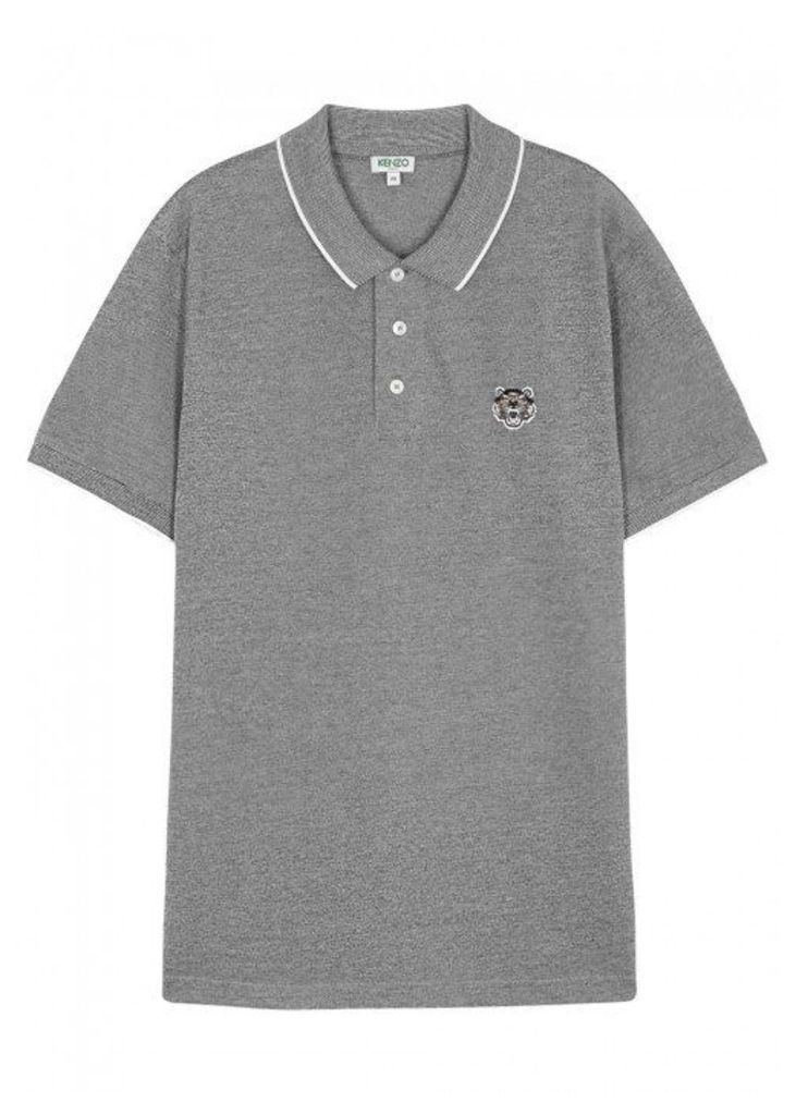 KENZO Grey PiquÃ© Cotton Polo Shirt - Size M
