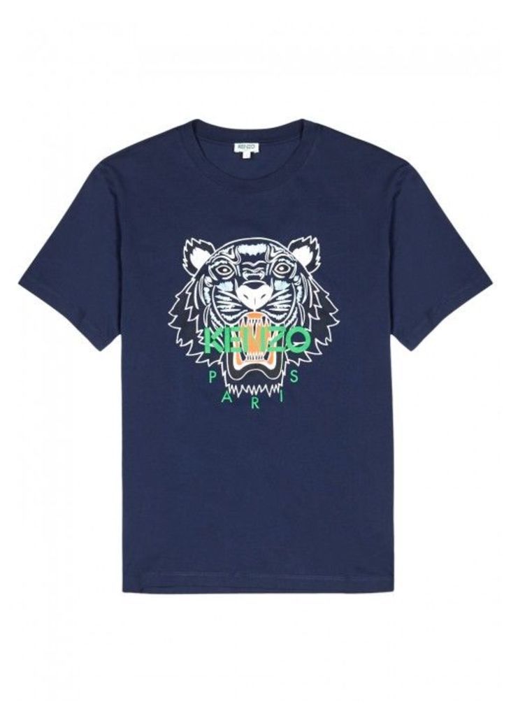 KENZO Navy Tiger-print Cotton T-shirt - Size XS