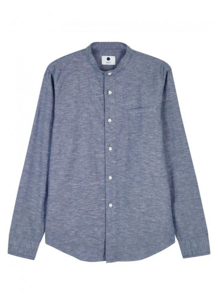 NN07 Samuel Grandad-collar Cotton Shirt - Size XL