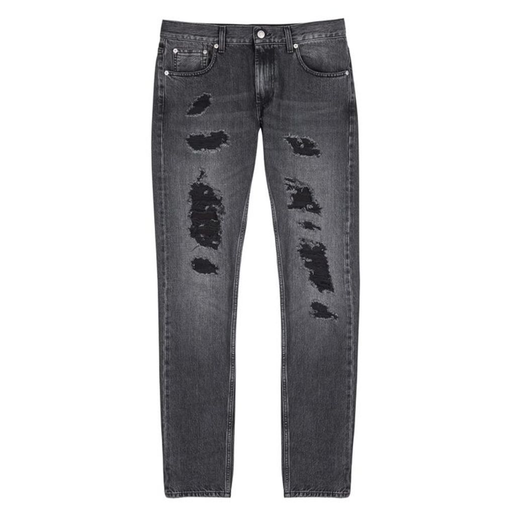 Alexander McQueen Grey Distressed Skinny Jeans