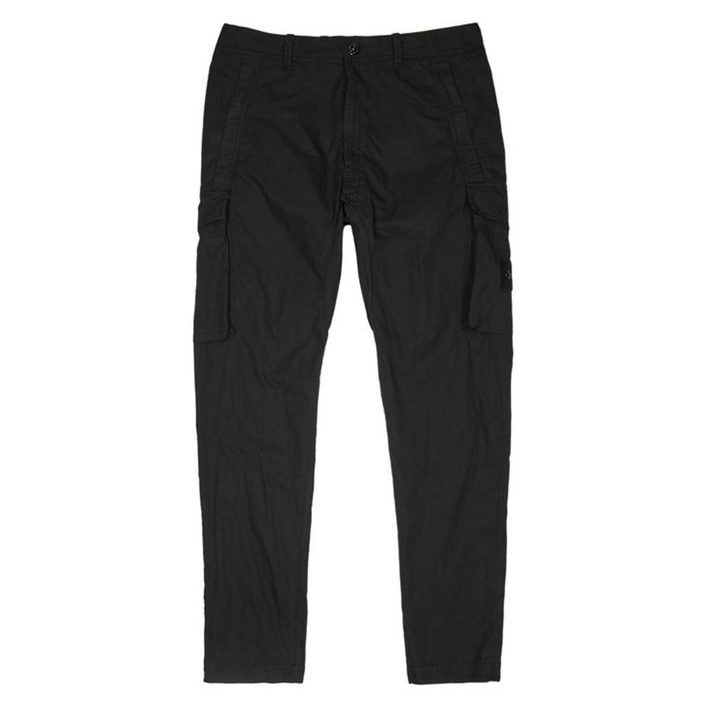 Stone Island Ghost Black Cotton-blend Cargo Trousers