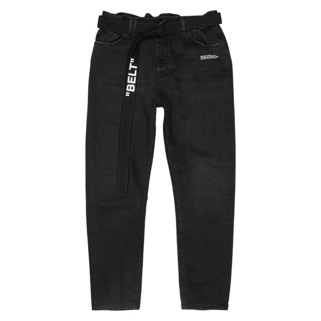 Off-White Black Belted Straight-leg Jeans