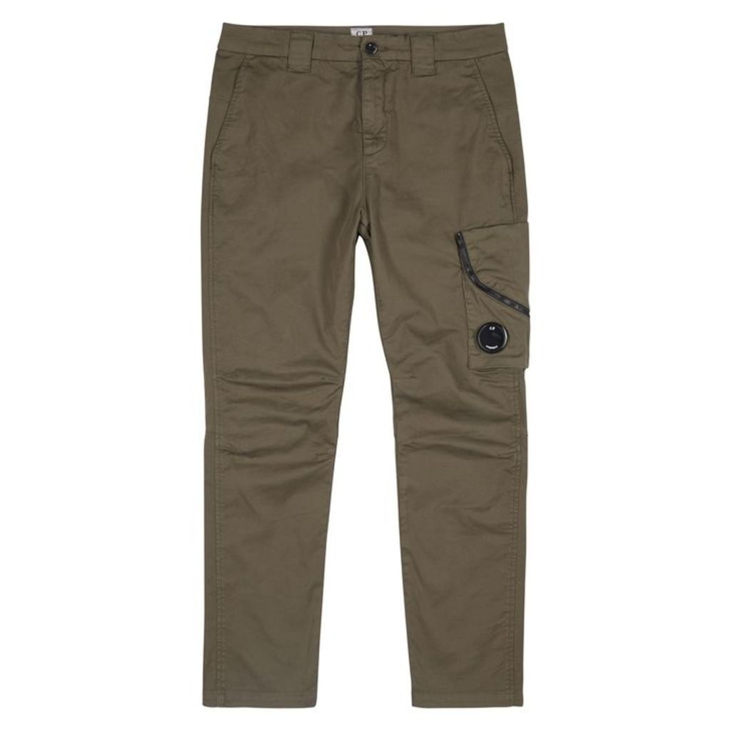 C.P. Company Army Green Stretch-cotton Cargo Trousers