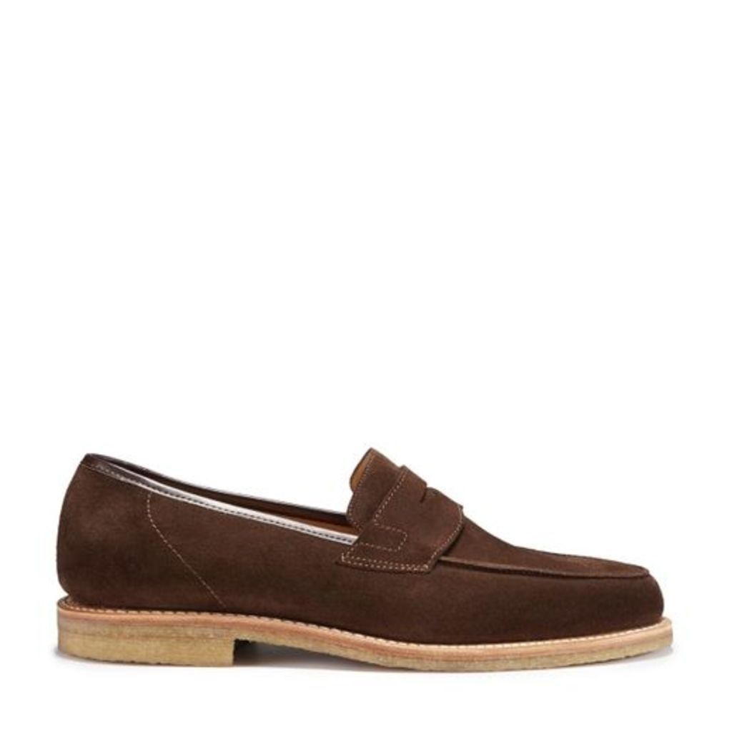 Hugs & Co Brown Suede Loafers Crepe Rubber Welted Sole