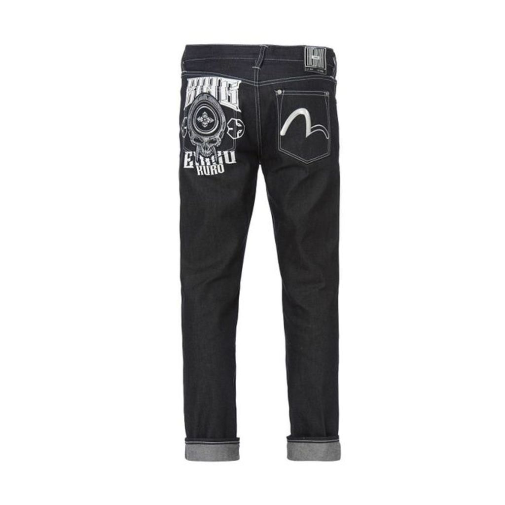 Evisu Hannya And Seagull Embroidered Slim-fitting Denim Jeans