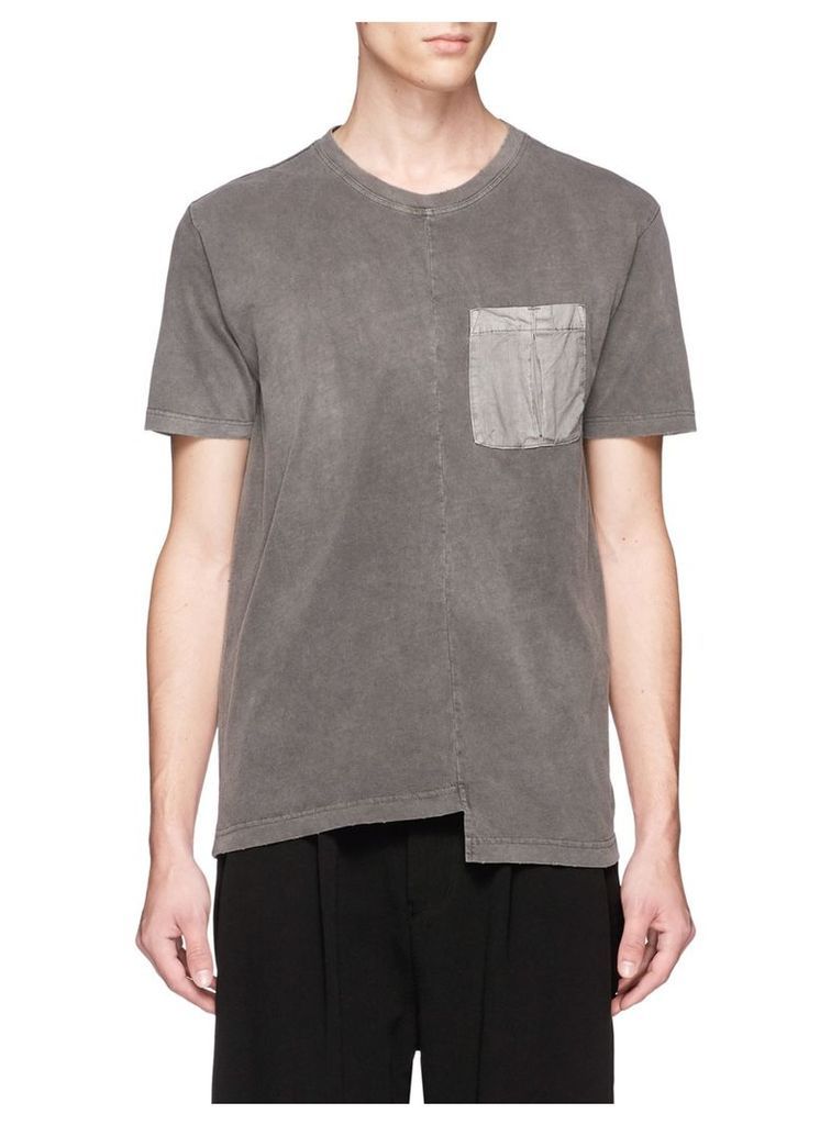 Staggered hem washed cotton jersey T-shirt