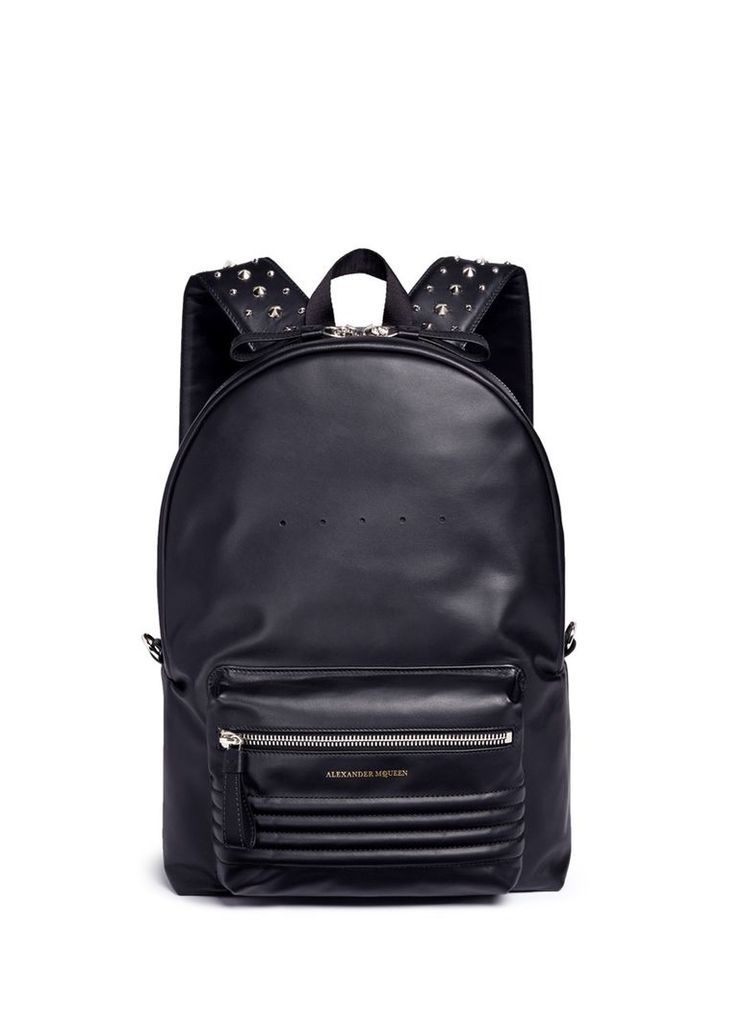 Stud strap leather backpack