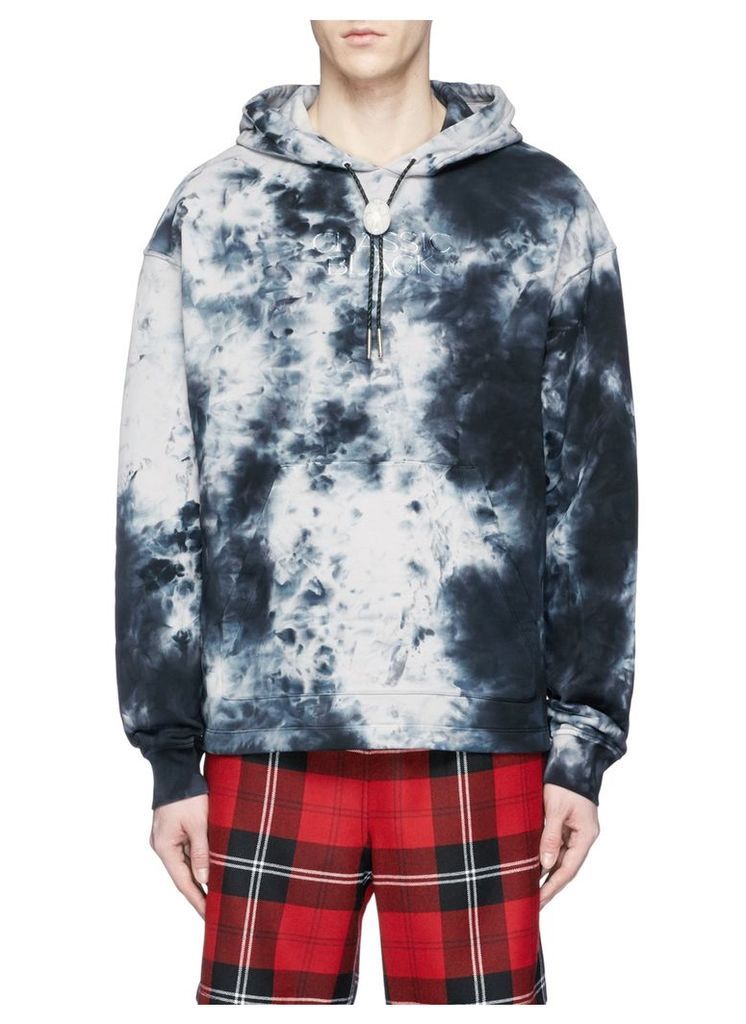 'Classic Black' embroidered tie dye hoodie