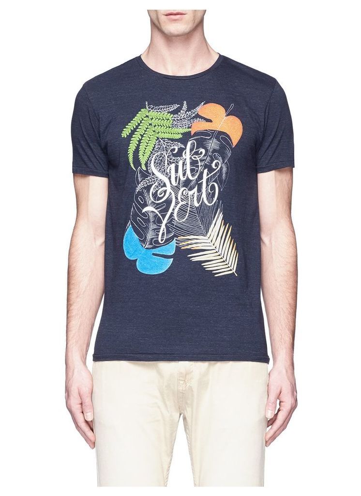 Tropical leave print cotton T-shirt