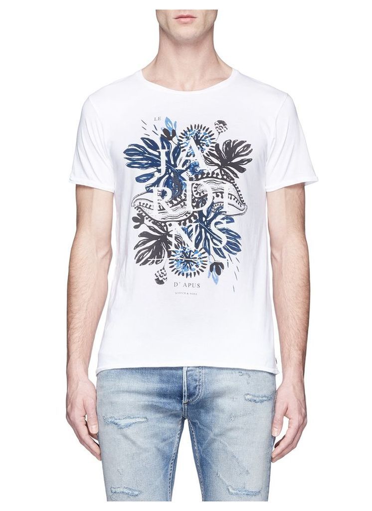 Tropical floral print cotton T-shirt