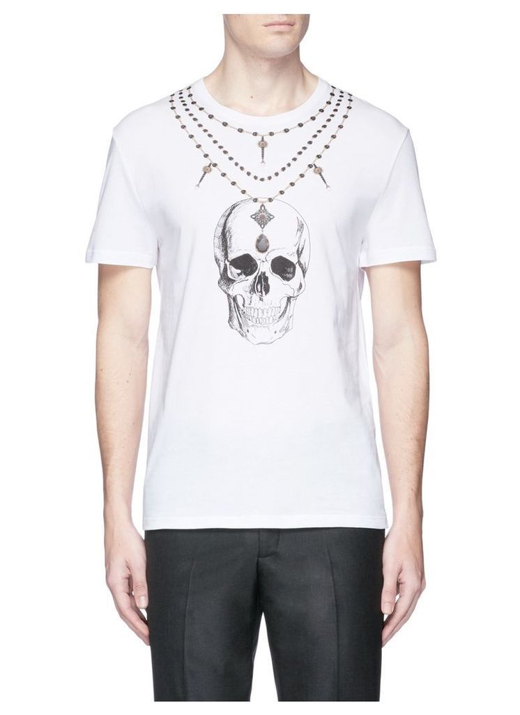 Skull necklace print organic cotton T-shirt