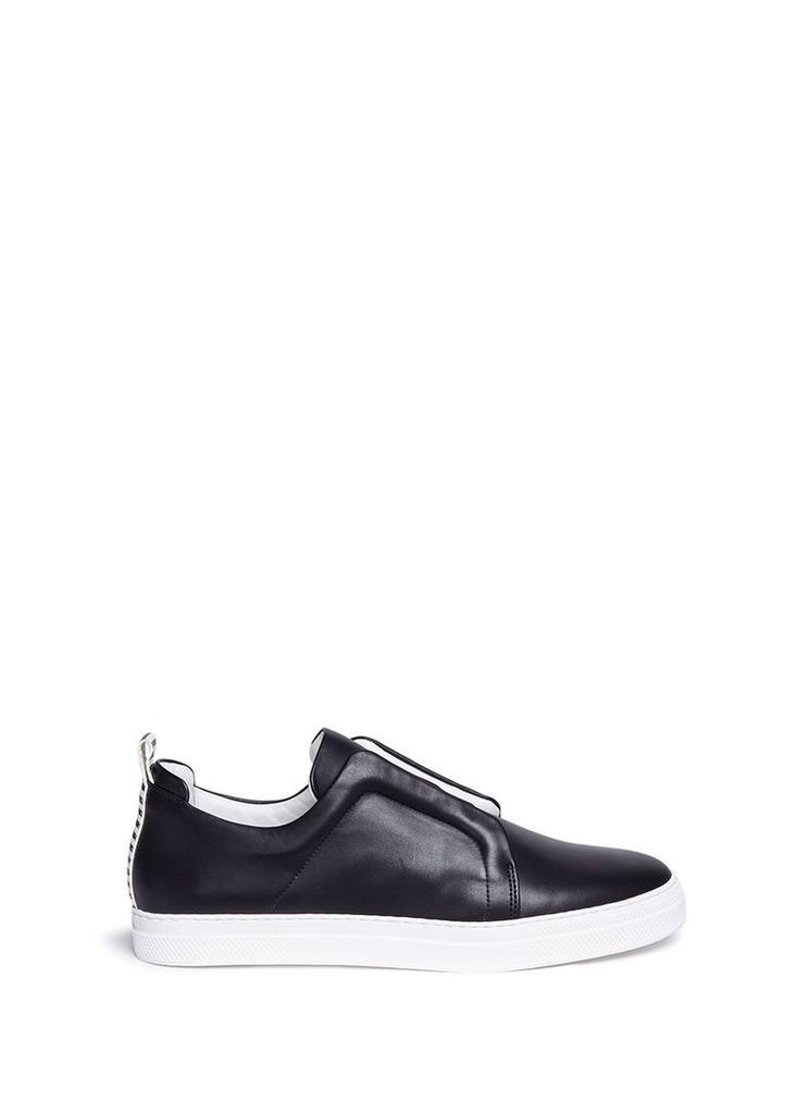 Elastic band leather slip-on sneakers