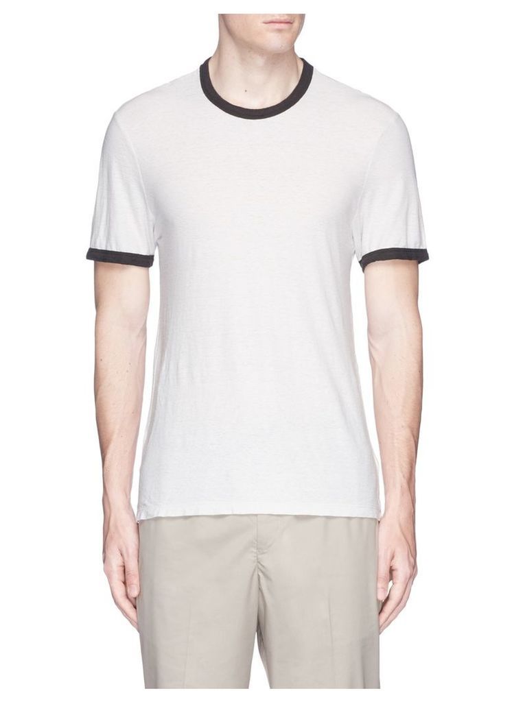 Slub cotton-linen ringer T-shirt