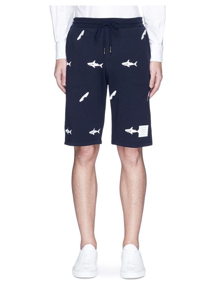 Shark surfboard embroidered sweat shorts